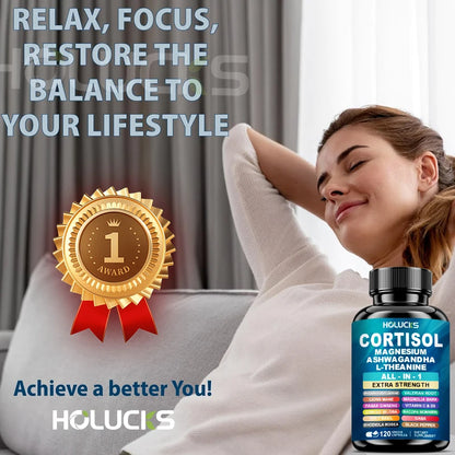 Premium Cortisol Capsules, Support Balances Hormones, Reduces Hot Flashes & Promotes Restful Sleep, Non-GMO