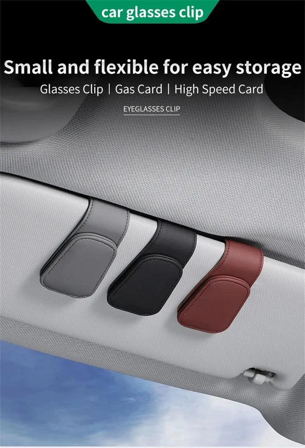 PU Leather Car Sun Visor Glasses Holder – Magnetic Clip for Sunglasses & Eyeglasses, 9 Colors