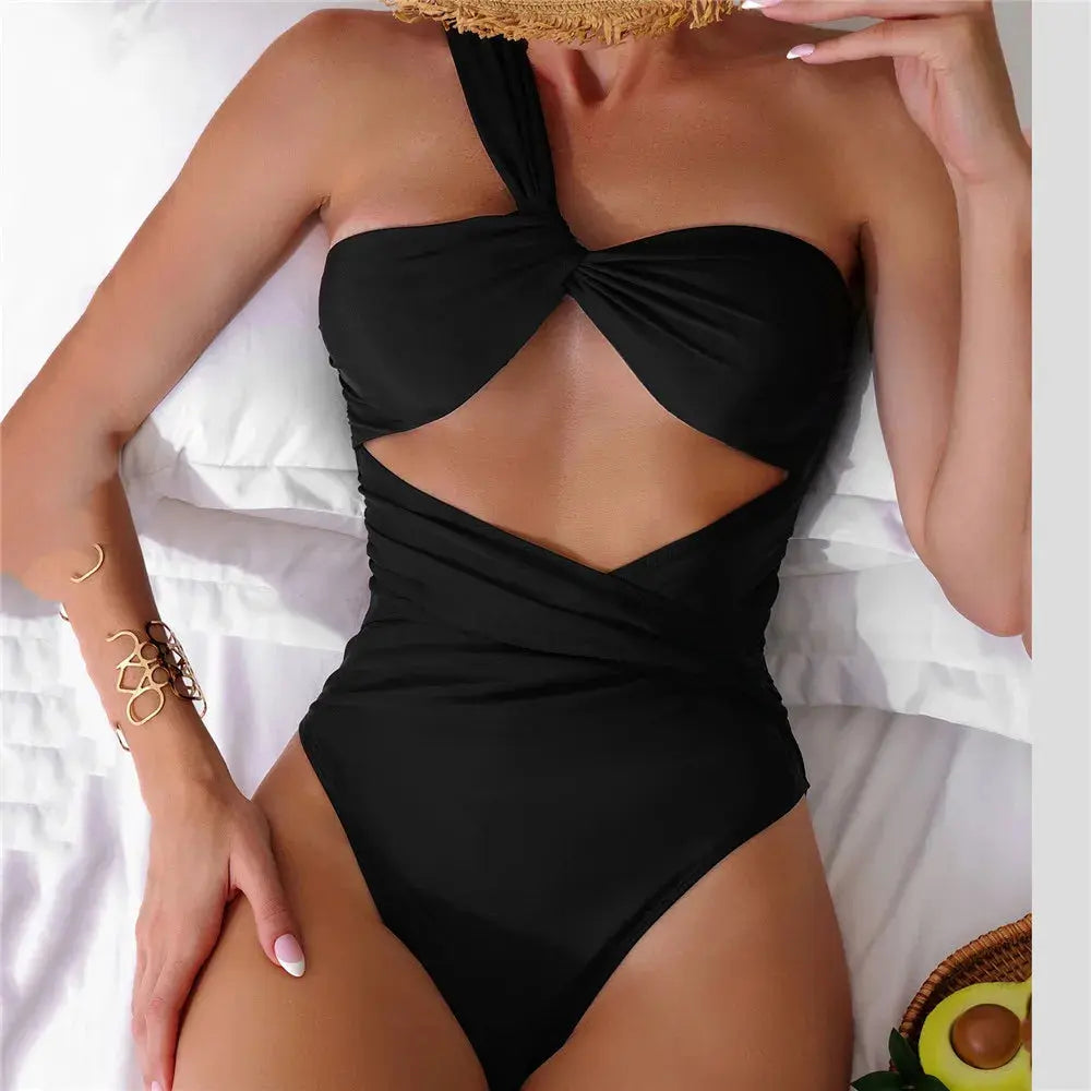 Sexikinis One Piece Swimsuit | One Shoulder Black Design
