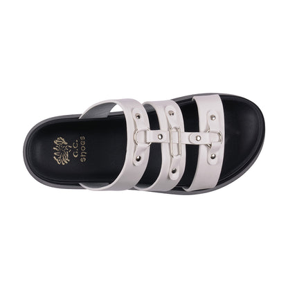 Women's Stevie White Strappy Slide Platform Sandals