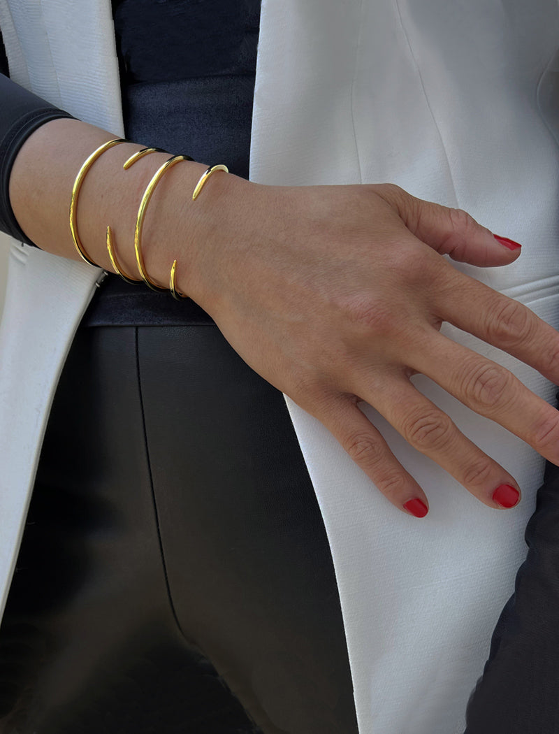 SUCCESS 2-Way Stacking Band Open Ring | 18K Gold Over Sterling Silver