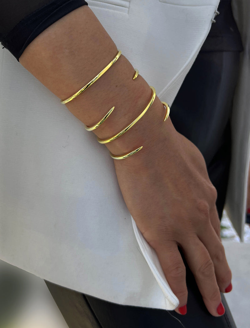 SUCCESS 2-Way Stacking Band Open Ring | 18K Gold Over Sterling Silver