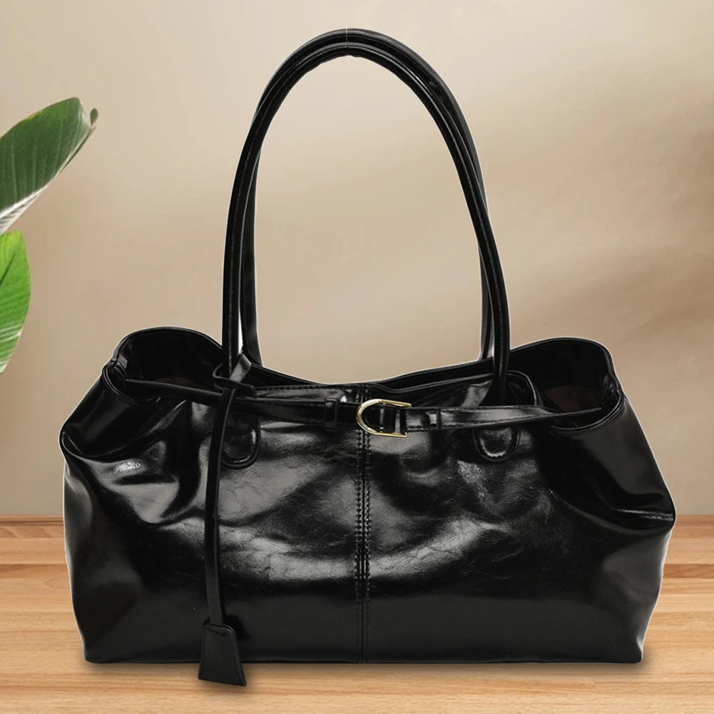 PU Leather Hobo Handbag Slouchy Top Handle Bag Fashion Work Bags Large Satchel Bag for Women Work Shopping Travel