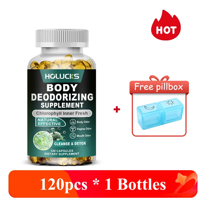 Natural Chlorophyll Capsules Supplement, Internal Detox Cleanse, Body Deodorant, Promote Digestive & Skin Wellness