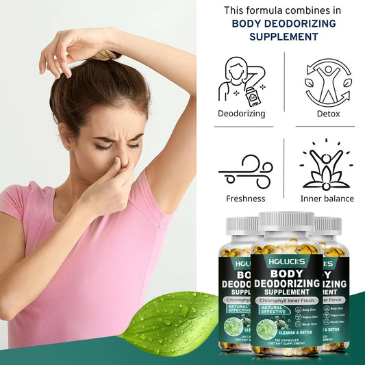 Natural Chlorophyll Capsules Supplement, Internal Detox Cleanse, Body Deodorant, Promote Digestive & Skin Wellness