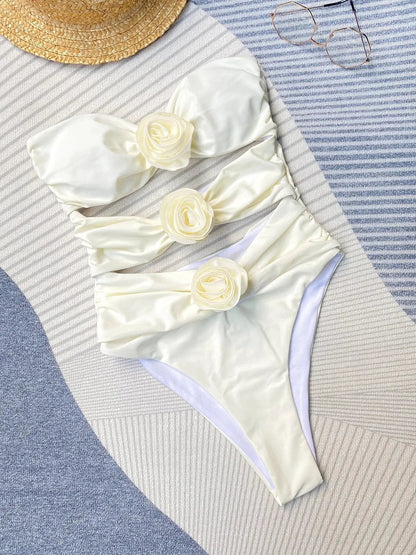 White & Pink One Piece Women's Swimsuit - Flattering Fit, Premium Quality
