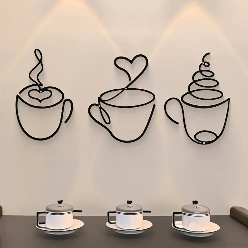 Iron Art Coffee Wall Hangings – Art Deco Metal Wall Decor for Coffee Shops, Cafes & Home Interiors