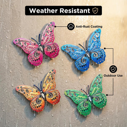 Metal Butterfly Wall Decor Iron Art Wall Sculpture Hanging for Outdoor Garden Patio Yard Porch Fence Wedding & Mother's Day Gift