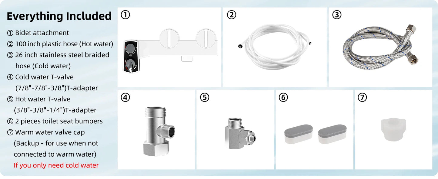 Hot & Cold Bidet Attachment | Dual Nozzle, Adjustable Pressure, Non-Electric | Origin Zero
