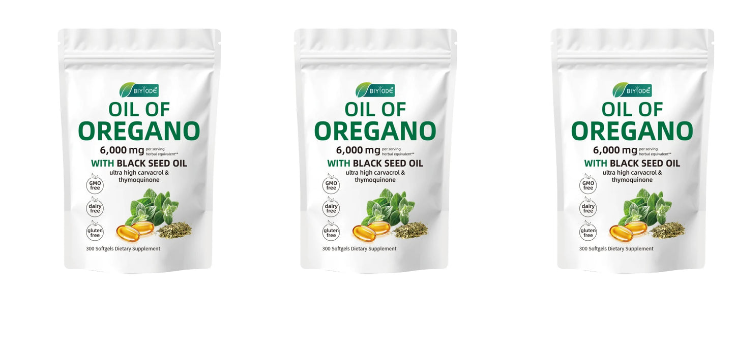 Oil of Oregano 6000mg Softgels with Black Seed Oil – Immune Support, Antioxidant & Fitness Recovery – 300 Softgels