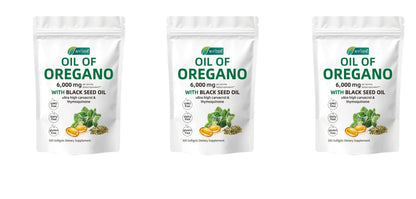 Oil of Oregano 6000mg Softgels with Black Seed Oil – Immune Support, Antioxidant & Fitness Recovery – 300 Softgels