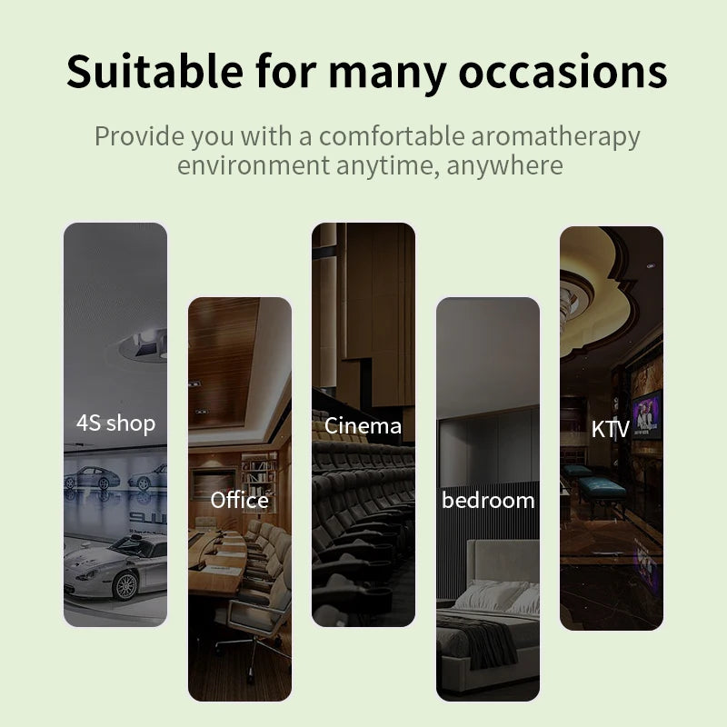 Promotional graphic for a product suitable for various settings including 4S shop, office, cinema, bedroom, and KTV  | Origin Zero