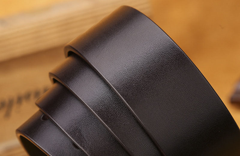 Men's Split Leather Belt with Alloy Buckle – Casual & Business Styles in Black & Brown
