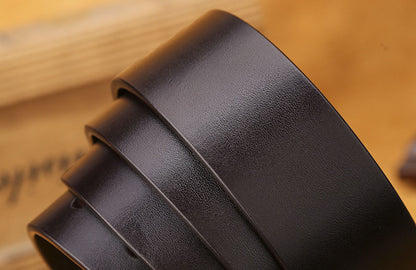 Men's Split Leather Belt with Alloy Buckle – Casual & Business Styles in Black & Brown