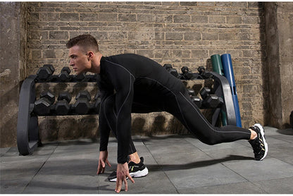 Men’s Long Sleeve Compression Rashguard – Quick-Dry Striped Running Shirt for Gym, Bodybuilding & Fitness – Sizes M–XXXL
