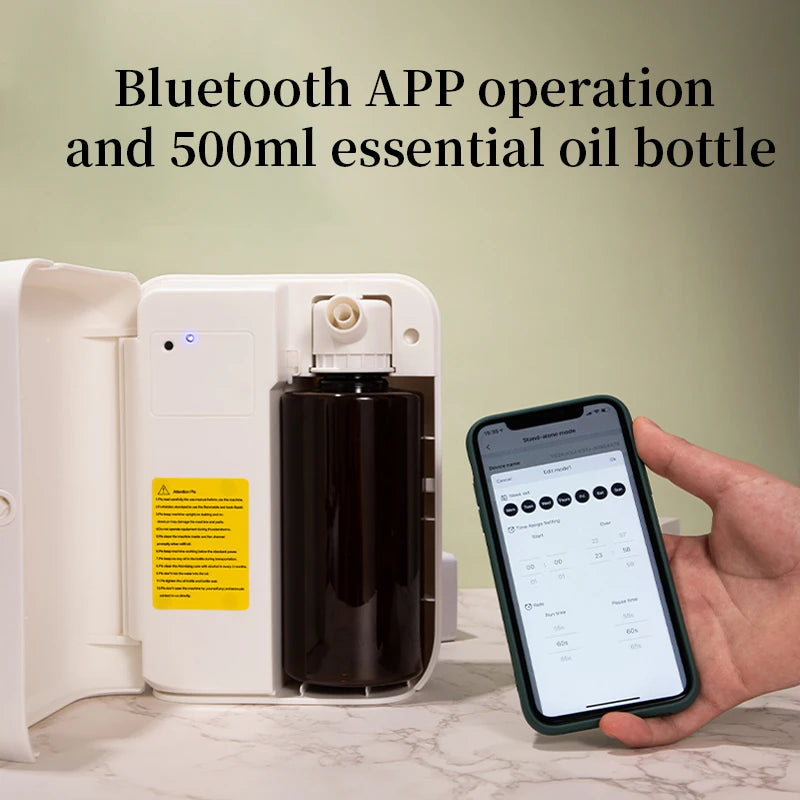 Essential oil diffuser with smartphone app control on a marble surface | Origin Zero