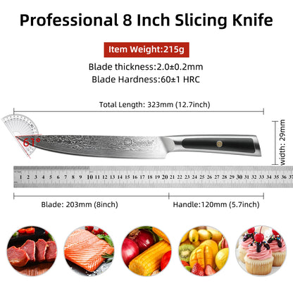 Sunnecko Damascus Chef's Knives 1-7PCS/Set High Carbon VG10 Steel Meat Cutting Knife Ultra Sharp Utility Slicing Kitchen Knife