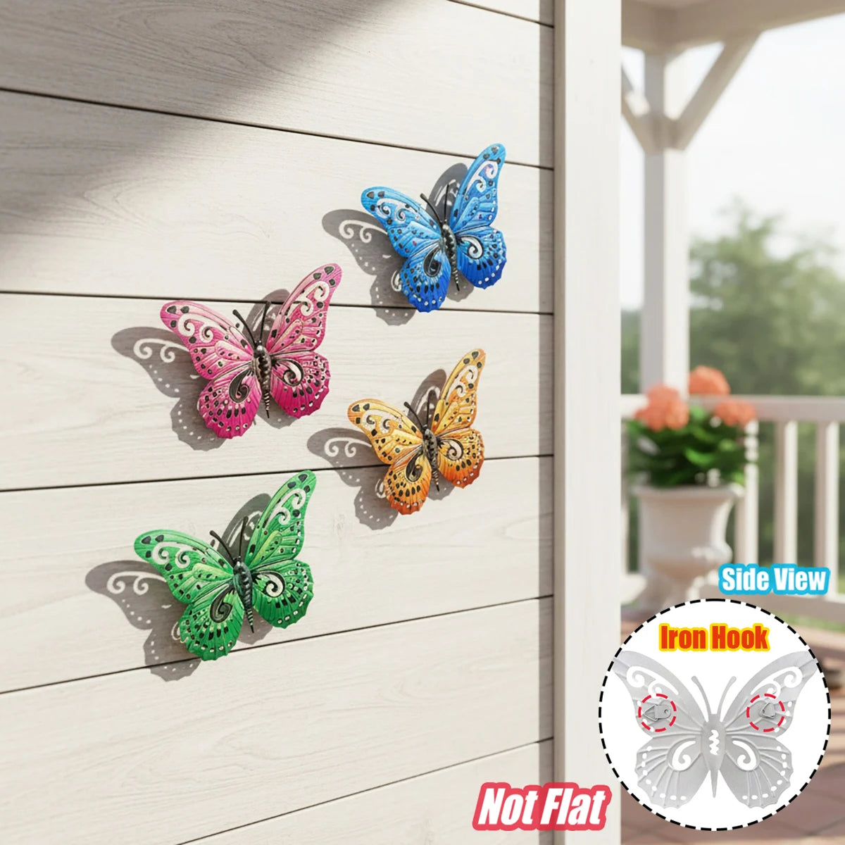 Metal Butterfly Wall Decor Iron Art Wall Sculpture Hanging for Outdoor Garden Patio Yard Porch Fence Wedding & Mother's Day Gift