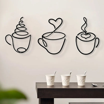 Iron Art Coffee Wall Hangings – Art Deco Metal Wall Decor for Coffee Shops, Cafes & Home Interiors