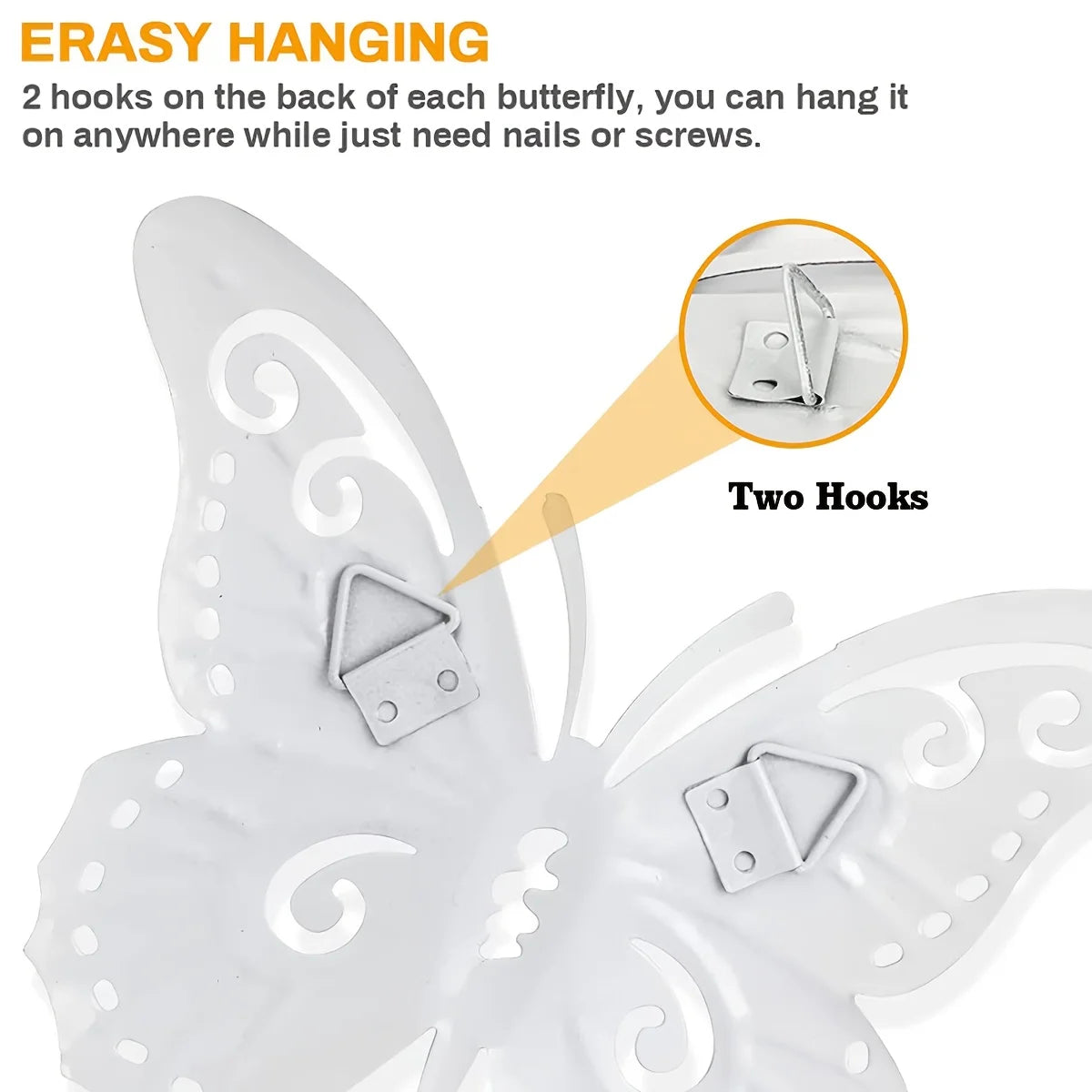 Metal Butterfly Wall Decor Iron Art Wall Sculpture Hanging for Outdoor Garden Patio Yard Porch Fence Wedding & Mother's Day Gift