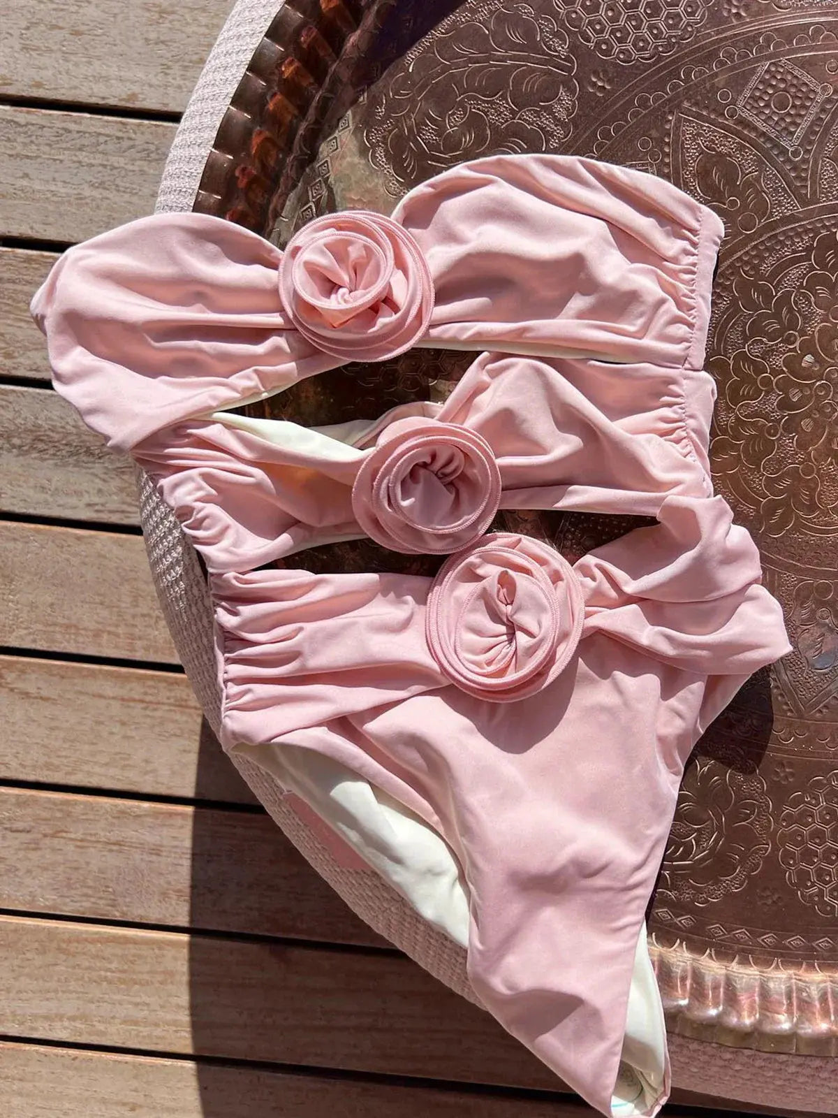 White & Pink One Piece Women's Swimsuit - Flattering Fit, Premium Quality