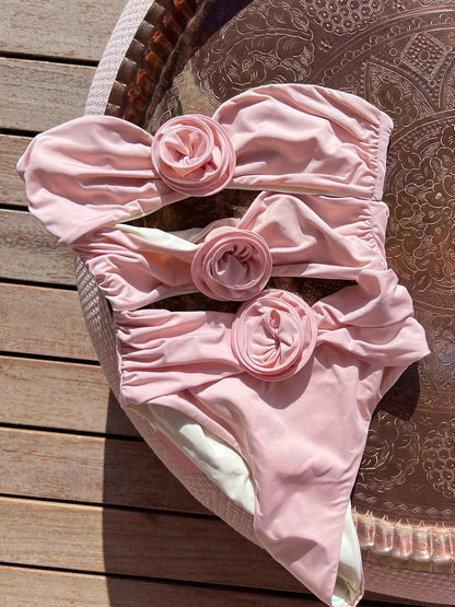 White & Pink One Piece Women's Swimsuit - Flattering Fit, Premium Quality