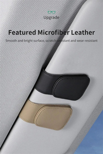 PU Leather Car Sun Visor Glasses Holder – Magnetic Clip for Sunglasses & Eyeglasses, 9 Colors
