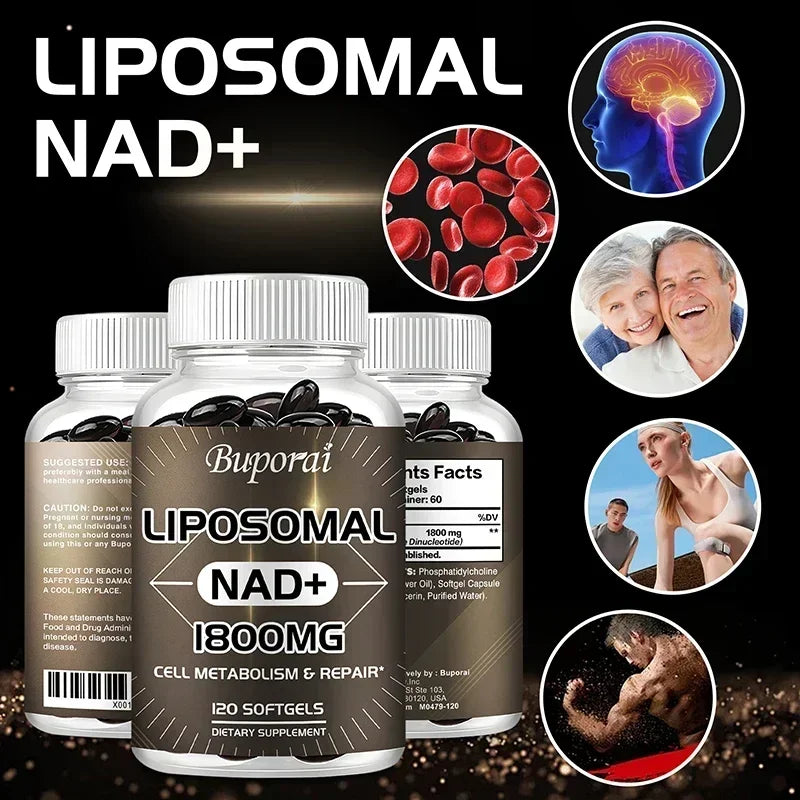 Liposomal NAD+ Supplement 1800mg – Energy, Cellular Repair, Anti-Aging & Immune Support – 98% Pure, Non-GMO