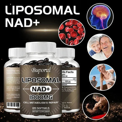 Liposomal NAD+ Supplement 1800mg – Energy, Cellular Repair, Anti-Aging & Immune Support – 98% Pure, Non-GMO
