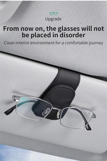 PU Leather Car Sun Visor Glasses Holder – Magnetic Clip for Sunglasses & Eyeglasses, 9 Colors