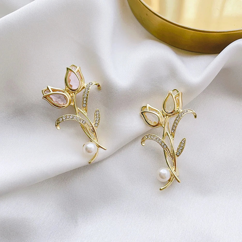 Luxury Zircon Flower Brooches | For Women | Floral Leaf Lapel Pins | Corsage Jewelry | Origin Zero