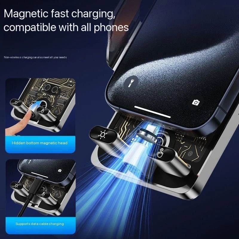 Wireless Car Phone Holder with 66W Fast Charging – Auto-Clamping, Dashboard & Vent Mount