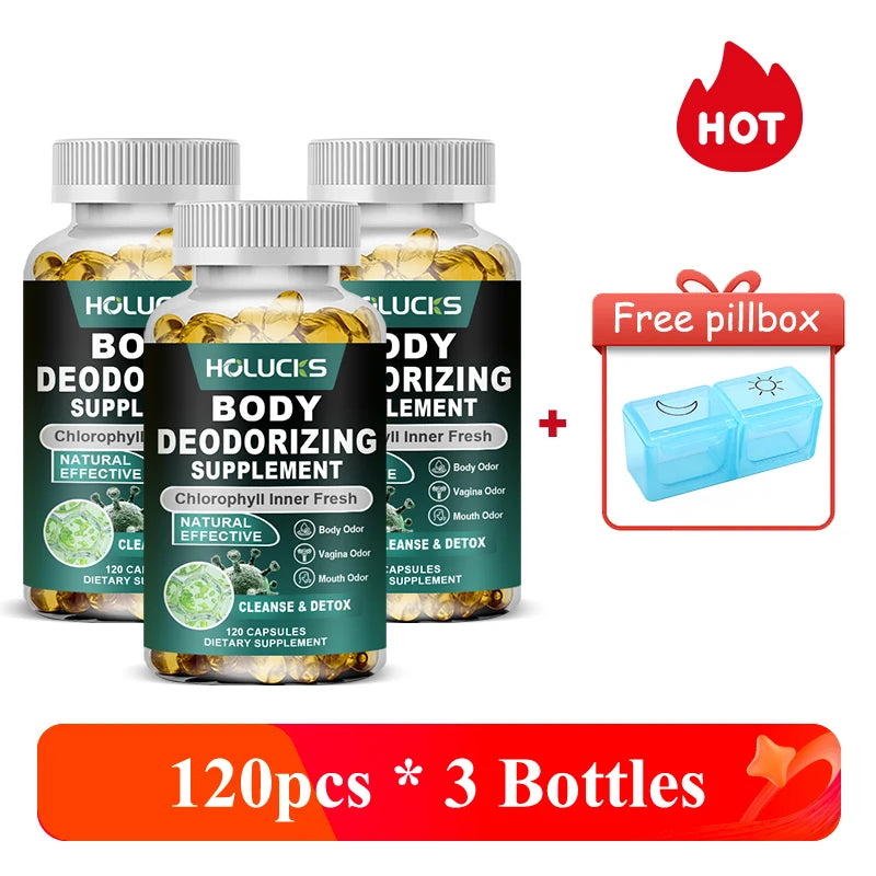 Natural Chlorophyll Capsules Supplement, Internal Detox Cleanse, Body Deodorant, Promote Digestive & Skin Wellness