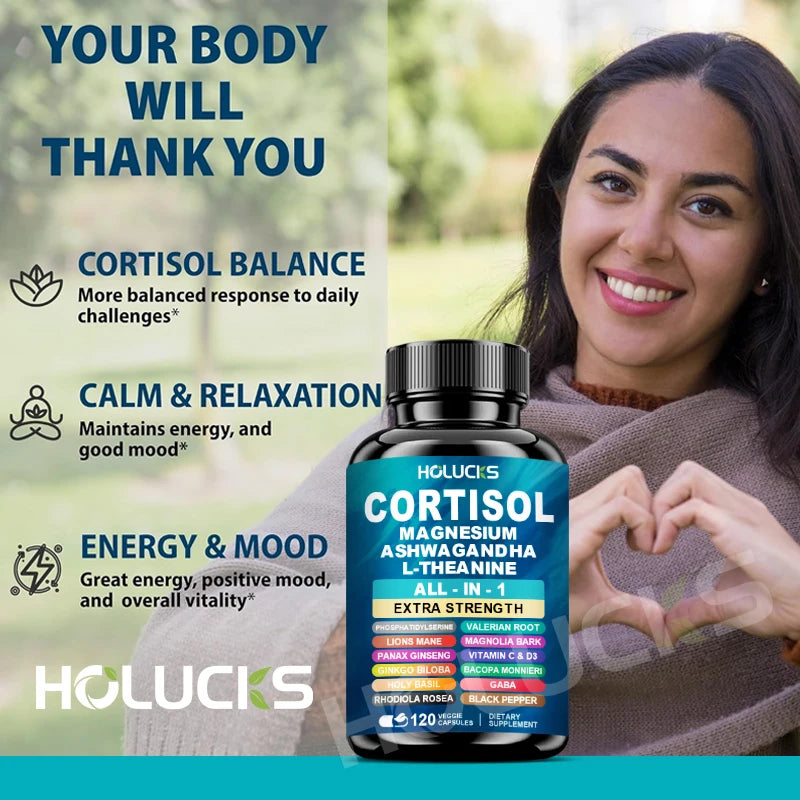 Premium Cortisol Capsules, Support Balances Hormones, Reduces Hot Flashes & Promotes Restful Sleep, Non-GMO