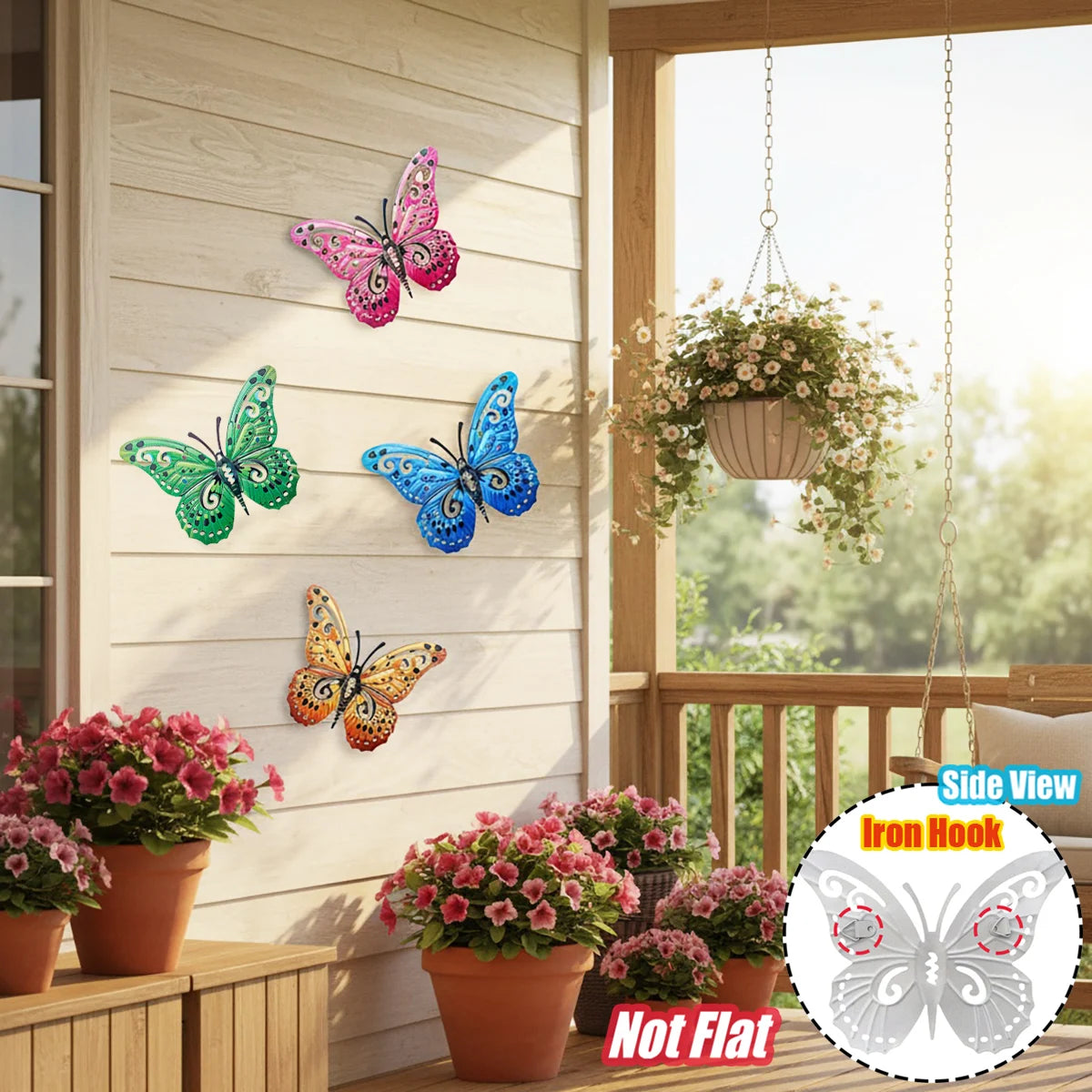 Metal Butterfly Wall Decor Iron Art Wall Sculpture Hanging for Outdoor Garden Patio Yard Porch Fence Wedding & Mother's Day Gift