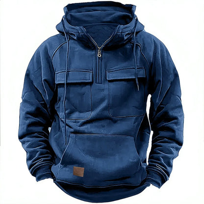 Men's Zip-Up Hoodie | Loose Fit, Multi-Pocket, 8 Colors, S–XXXL