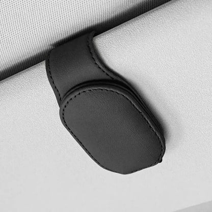 PU Leather Car Sun Visor Glasses Holder – Magnetic Clip for Sunglasses & Eyeglasses, 9 Colors