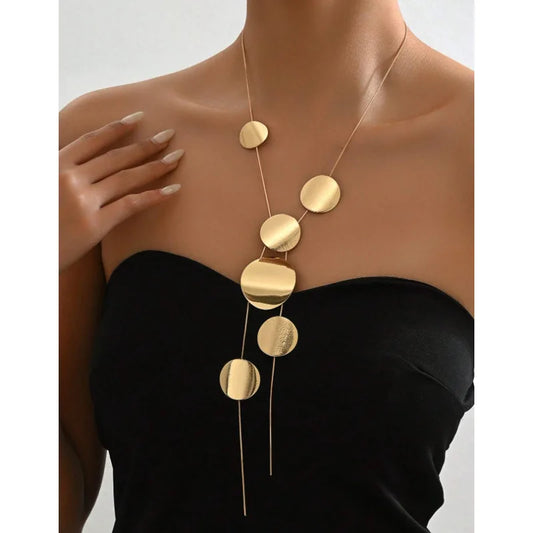Vintage Gold Sequin Long Necklace for Women | Gothic Sweater Chain