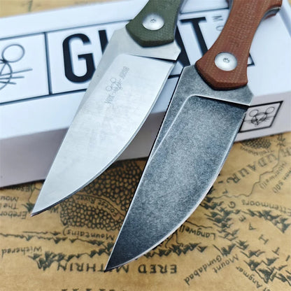 GiantMouse GMF3 Fixed Blade Knife Satin Drop Point Blade with Leather Sheath | Origin Zero