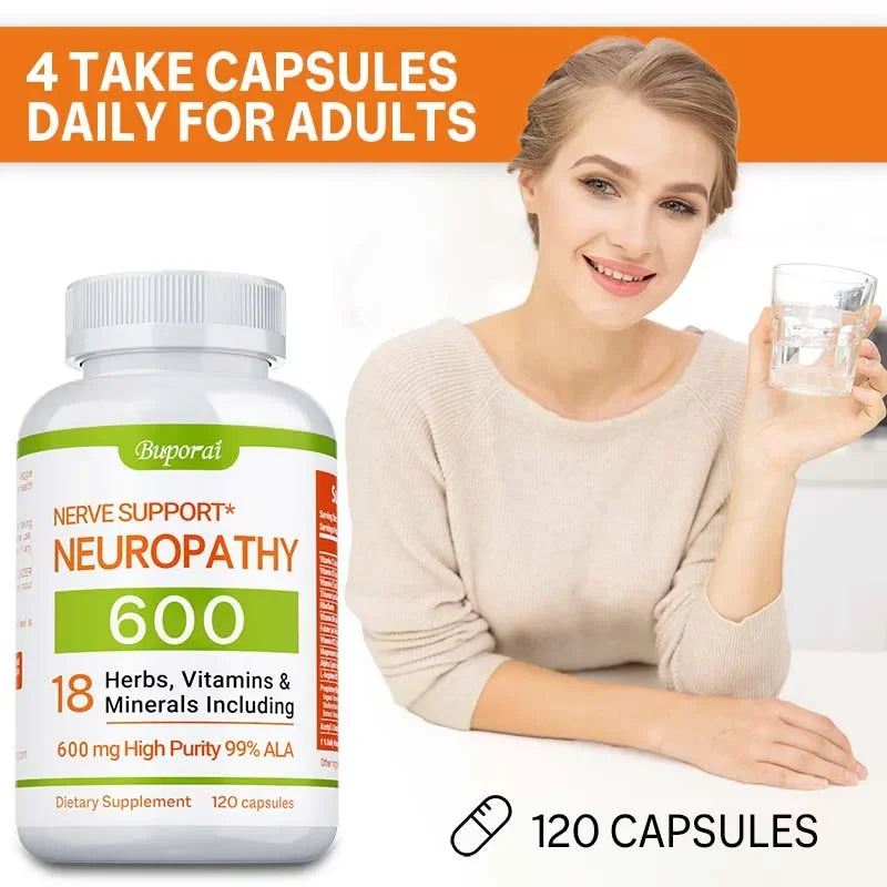 Neuropathy Support Supplement 18-in-1 with 1200mg Alpha Lipoic Acid – Nerve Pain Relief for Feet, Hands & Legs – Non-GMO