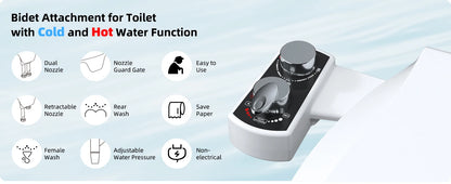 Hot & Cold Bidet Attachment | Dual Nozzle, Adjustable Pressure, Non-Electric | Origin Zero
