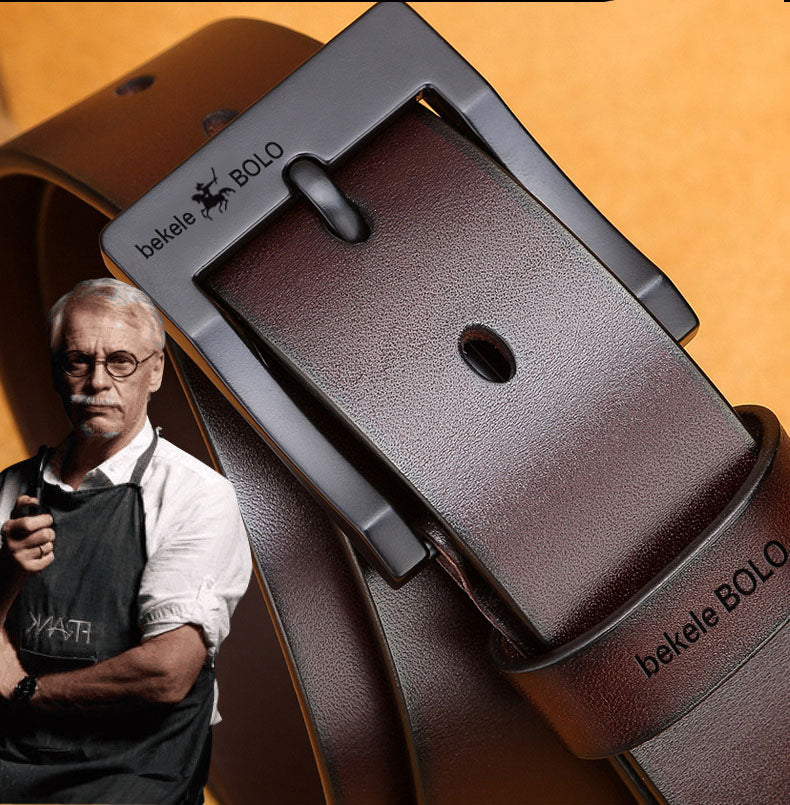 Men's Split Leather Belt with Alloy Buckle – Casual & Business Styles in Black & Brown