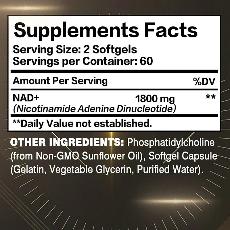 Liposomal NAD+ Supplement 1800mg – Energy, Cellular Repair, Anti-Aging & Immune Support – 98% Pure, Non-GMO