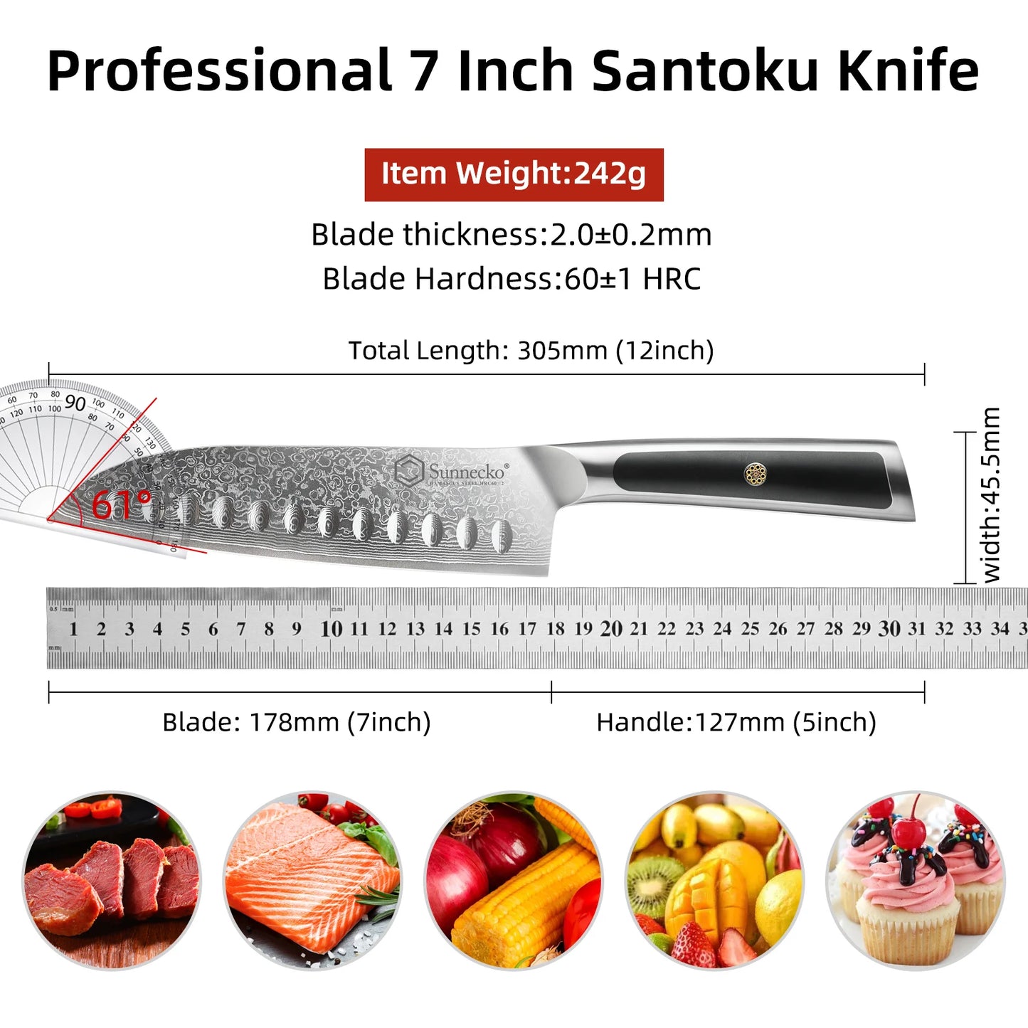 Sunnecko Damascus Chef's Knives 1-7PCS/Set High Carbon VG10 Steel Meat Cutting Knife Ultra Sharp Utility Slicing Kitchen Knife