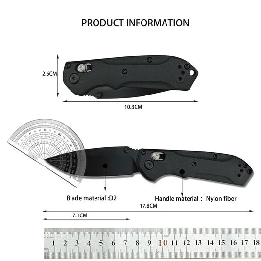BM 565 Multi-color Nylon Handle Portable Folding Knife D2 Steel Blade Outdoor Camping Tactics EDC Hunting Knife Men's Gift