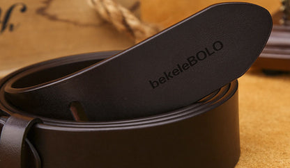 Men's Split Leather Belt with Alloy Buckle – Casual & Business Styles in Black & Brown