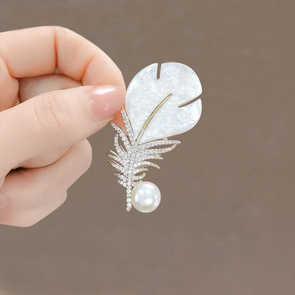 Luxury Zircon Flower Brooches | For Women | Floral Leaf Lapel Pins | Corsage Jewelry | Origin Zero