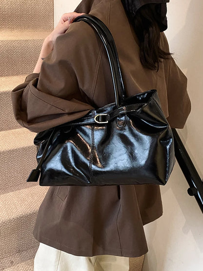 PU Leather Hobo Handbag Slouchy Top Handle Bag Fashion Work Bags Large Satchel Bag for Women Work Shopping Travel