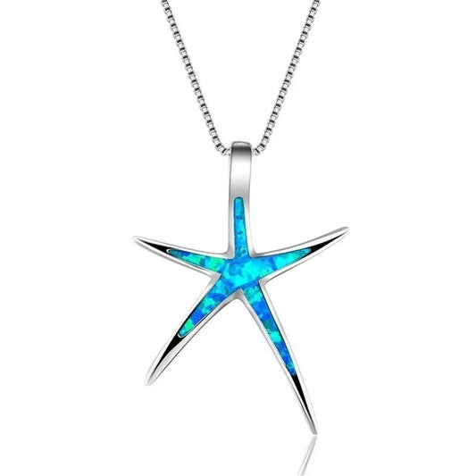 Blue Star & Starfish Pendant Necklace | Ocean Summer Beach Jewelry for Women | Origin Zero