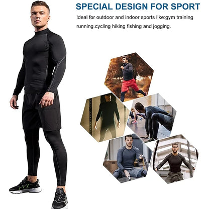 Men’s Long Sleeve Compression Rashguard – Quick-Dry Striped Running Shirt for Gym, Bodybuilding & Fitness – Sizes M–XXXL